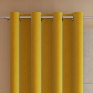 Zasłona na przelotkach 140x250 cm żółta welwet gładka półzaciemniająca
