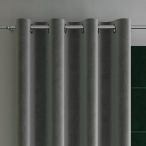 Zasłona Welwetowa 140x240 cm Antracytowa Półzaciemniająca Przelotki