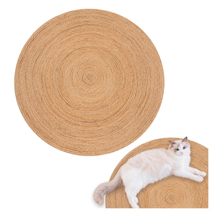 Okrągły dywan z juty 120 cm naturalny pleciony boho