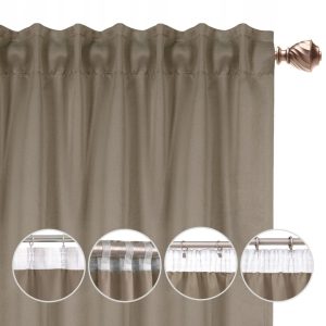 Zasłona gotowa Blackout 140x250 cm orzechowa taśma WAVE, tunel, żabki