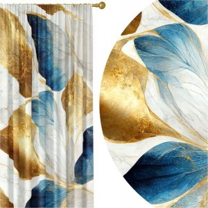Zasłona na żabki i taśmie 140x250 cm, liście 131, półzaciemniająca