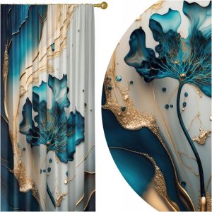 Zasłona 140x250 na taśmie, kwiaty 172, półzaciemniająca