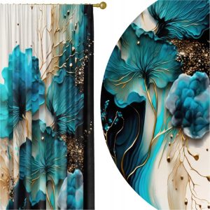 Zasłona do salonu na taśmie 140x230 cm, kwiatowy wzór, półzaciemniająca