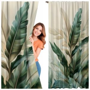 Zasłona gotowa beżowa na taśmie 140x250 cm, półzaciemniająca do salonu