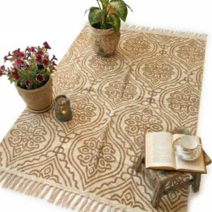 Dywan Boho 120x180 cm z frędzlami z bawełny i juty