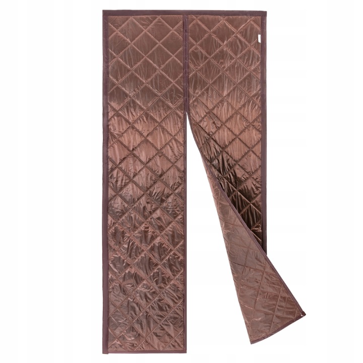 Zasłona termiczna magnetyczna na drzwi 100x210 cm, brązowa, PVC i bawełna